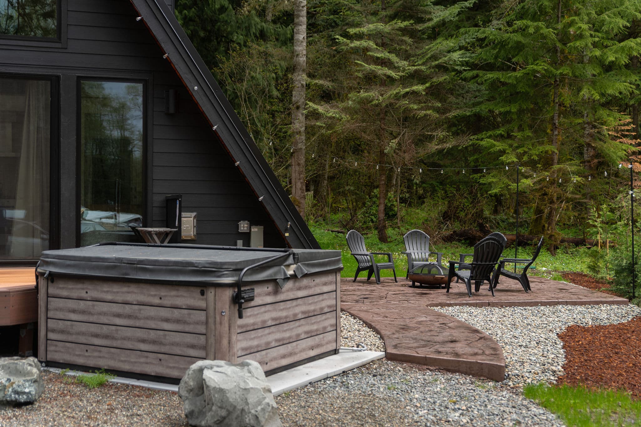 Hot tub and fire pit patio