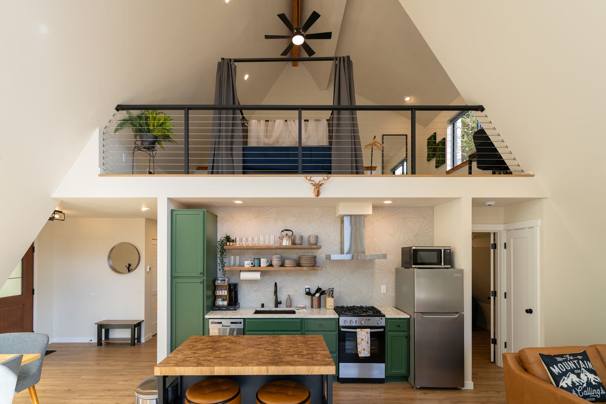 Main living area with loft